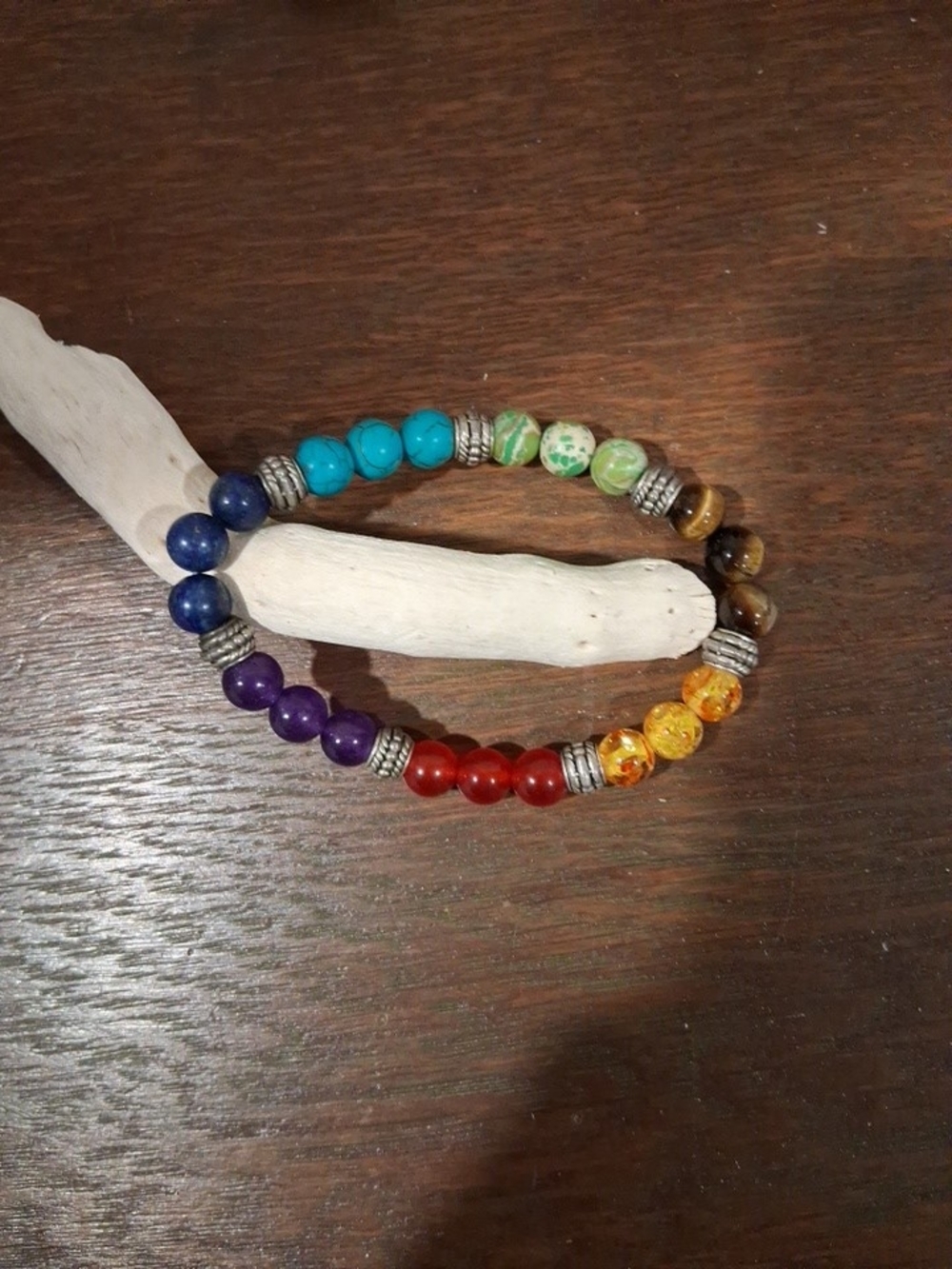 Multicolo Beaded Stretch Bracelet - Colorful Stone Stack Chakra Good Karma